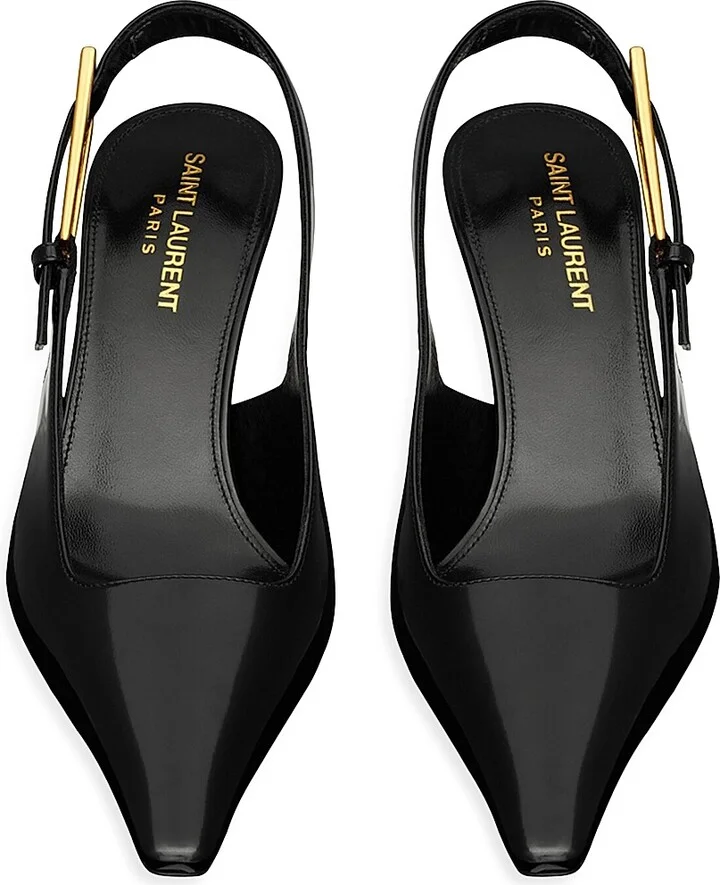Women's Lee Slingback Pumps in Glazed Leather - Black - Size 5 - Image 3
