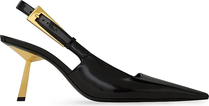 Women's Lee Slingback Pumps in Glazed Leather - Black - Size 5