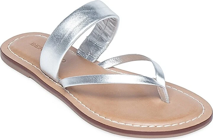 Women's Leia Metallic Leather Thong Sandals - Silver - Size 6 - Image 2