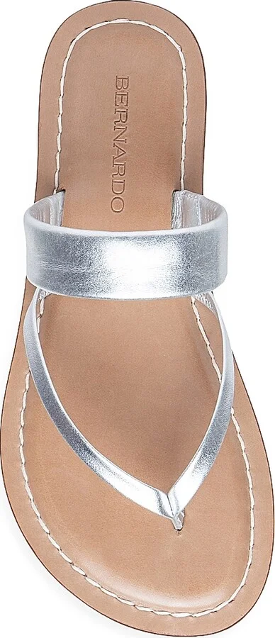 Women's Leia Metallic Leather Thong Sandals - Silver - Size 6 - Image 3