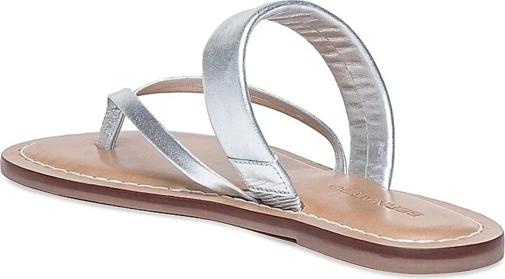 Women's Leia Metallic Leather Thong Sandals - Silver - Size 6 - Image 6