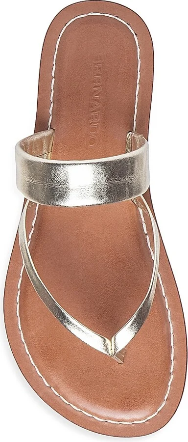 Women's Leia Metallic Leather Thong Sandals - Silver - Size 6 - Image 9
