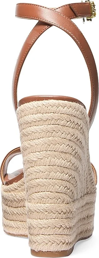 Women's Leighton 125MM Leather Platform Wedge Sandals - Luggage - Size 10 - Image 3