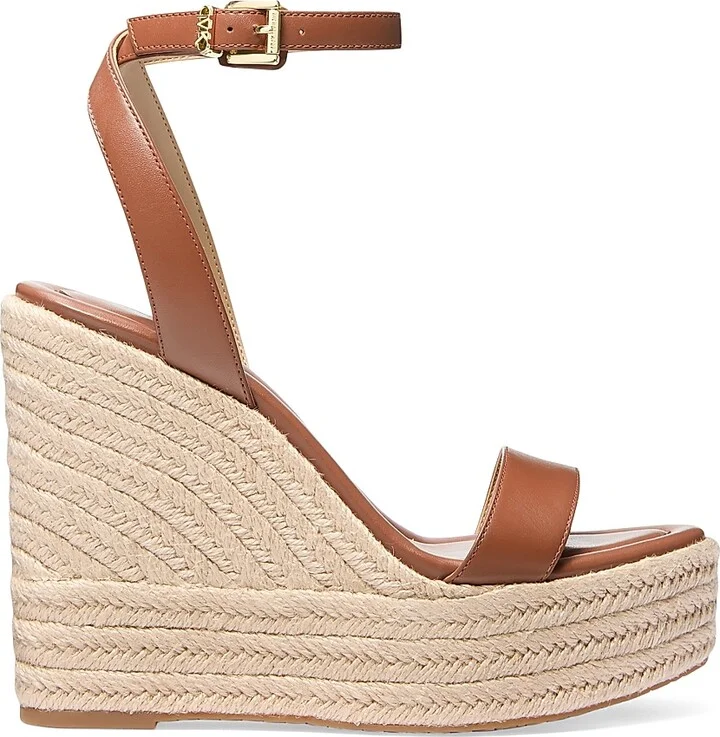 Women's Leighton 125MM Leather Platform Wedge Sandals - Luggage - Size 10