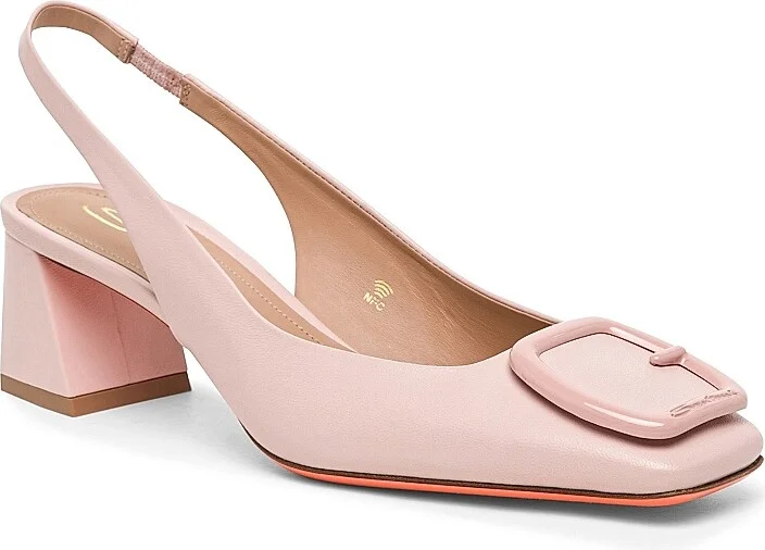 Women's Lemon 50MM Buckle-Detailed Leather Slingback Pumps - Pink - Size 6.5 - Image 2