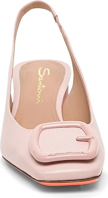 Women's Lemon 50MM Buckle-Detailed Leather Slingback Pumps - Pink - Size 6.5 - Image 3