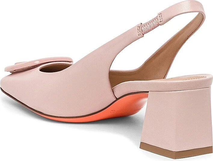 Women's Lemon 50MM Buckle-Detailed Leather Slingback Pumps - Pink - Size 6.5 - Image 4