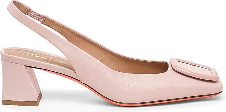 Women's Lemon 50MM Buckle-Detailed Leather Slingback Pumps - Pink - Size 6.5