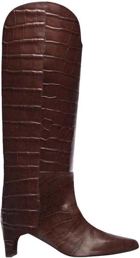 Women's Lennox Knee-High Boot In Wood Embossed Croc