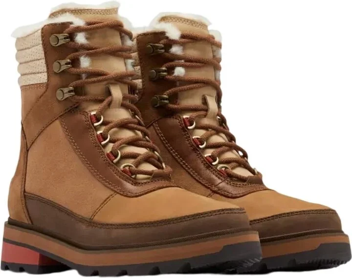 Women's Lennox Lace Cozy Fashion Boots In Velvet Tan/warp Red