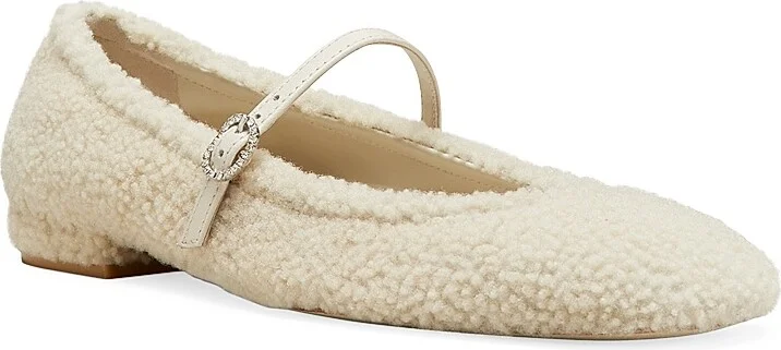 Women's Lennox Shearling Leather Flats - Natural - Size 11 - Image 2