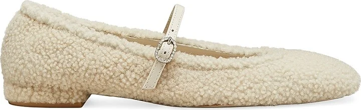 Women's Lennox Shearling Leather Flats - Natural - Size 11