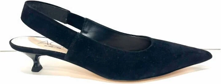 Women's Lenor Sling-Back Kitten Heels In Black Suede