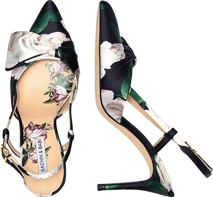Women's Lenox Obi-Bow 85MM Floral Satin Pumps - Black Dense Rose Floral - Size 6 - Image 2