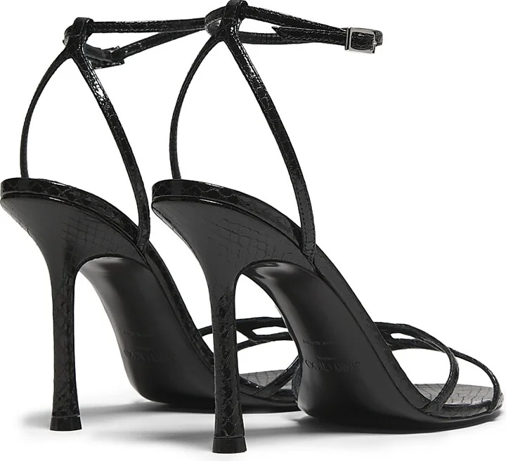 Women's Leo 100MM Metallic Leather Sandals - Black - Size 5 - Image 3