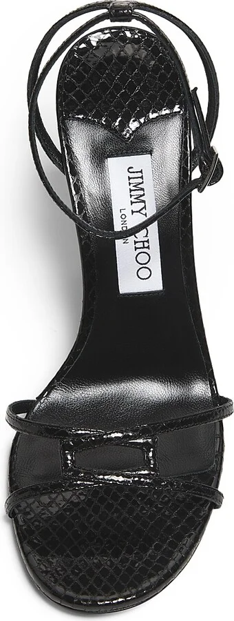 Women's Leo 100MM Metallic Leather Sandals - Black - Size 5 - Image 4