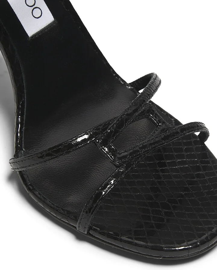 Women's Leo 100MM Metallic Leather Sandals - Black - Size 5 - Image 5