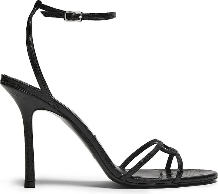 Women's Leo 100MM Metallic Leather Sandals - Black - Size 5