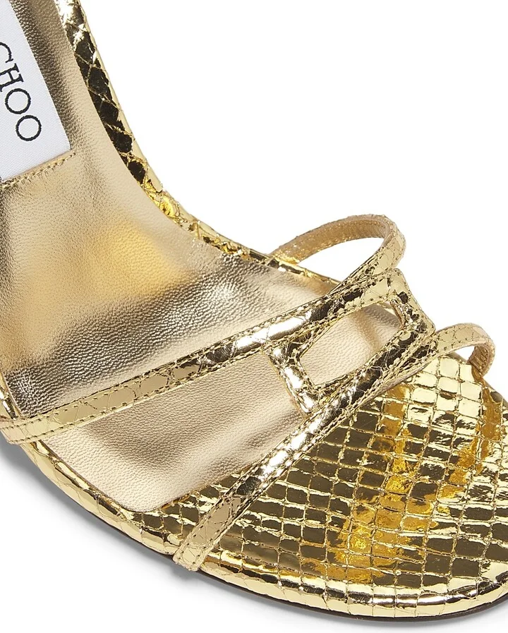 Women's Leo 100MM Metallic Leather Sandals - Gold - Size 5 - Image 5