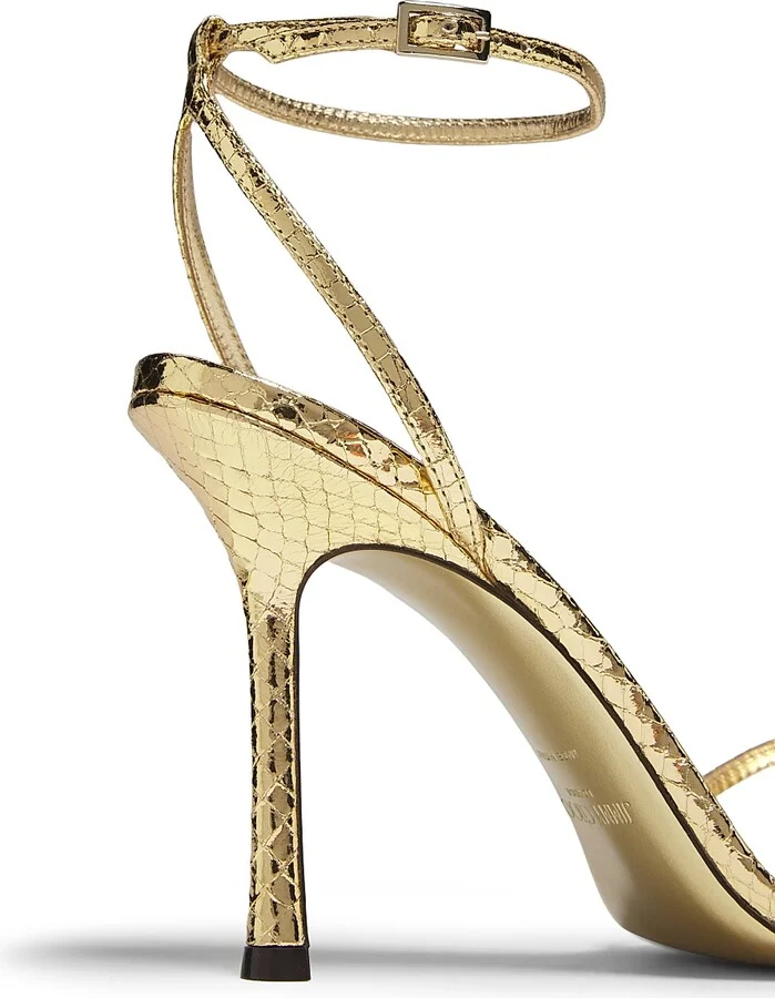 Women's Leo 100MM Metallic Leather Sandals - Gold - Size 5 - Image 6