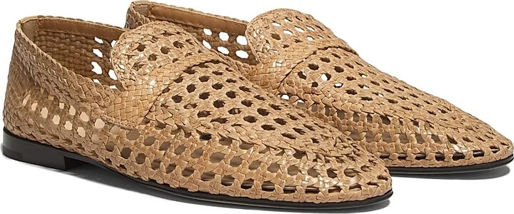 Women's Leon Woven Leather Loafers - Natural Light Camel - Size 7 - Image 2