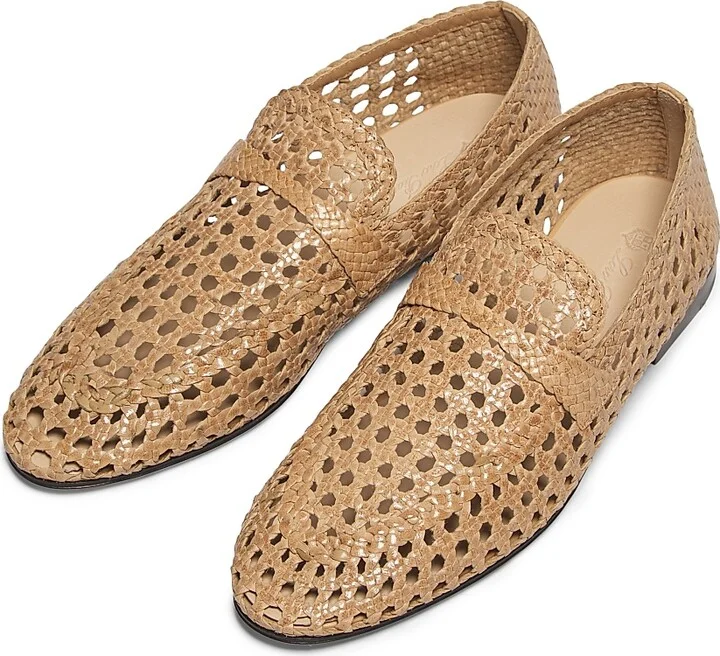 Women's Leon Woven Leather Loafers - Natural Light Camel - Size 7 - Image 4