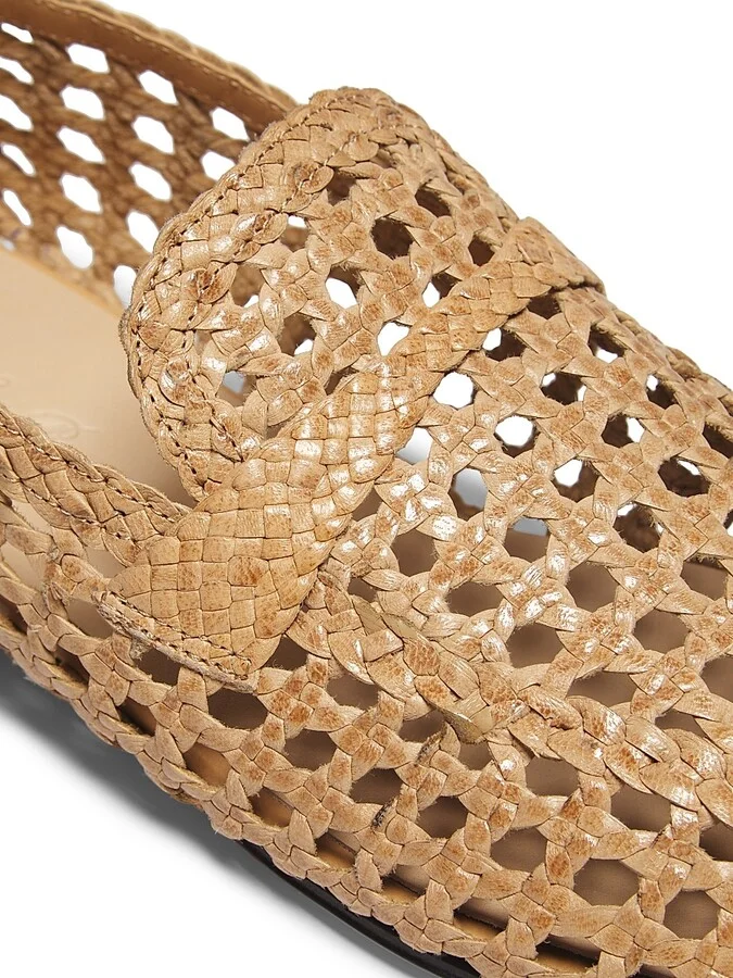 Women's Leon Woven Leather Loafers - Natural Light Camel - Size 7 - Image 5