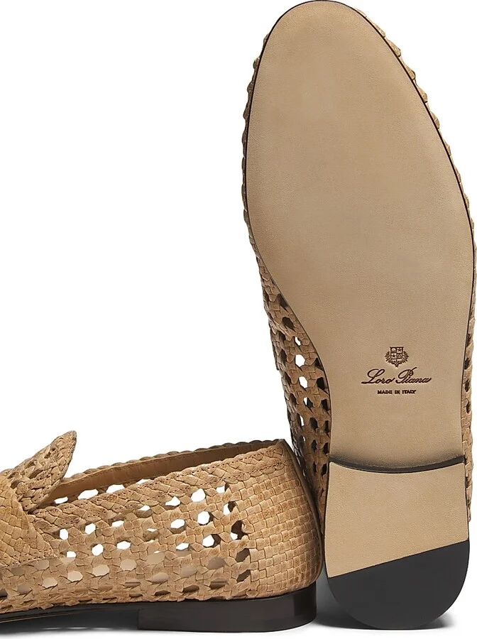 Women's Leon Woven Leather Loafers - Natural Light Camel - Size 7 - Image 6