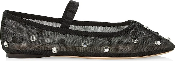 Women's Leonie Crystal Mesh Ballet Flats - Blackcrystal - Size 11