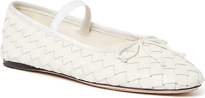 Women's Leonie Leather Ballet Flats - Cream - Size 10 - Image 2