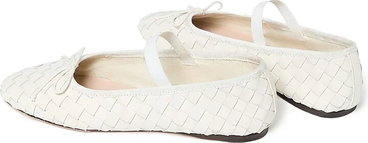 Women's Leonie Leather Ballet Flats - Cream - Size 10 - Image 3