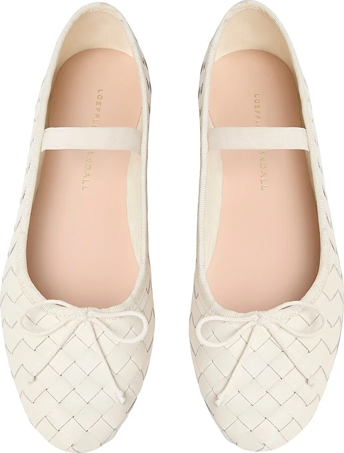 Women's Leonie Leather Ballet Flats - Cream - Size 10 - Image 4