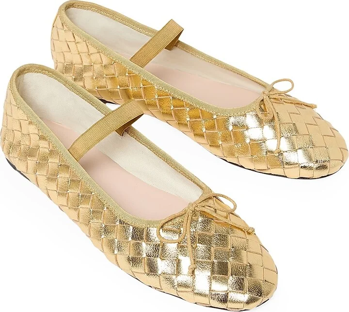 Women's Leonie Leather Ballet Flats - Gold - Size 10.5 - Image 4