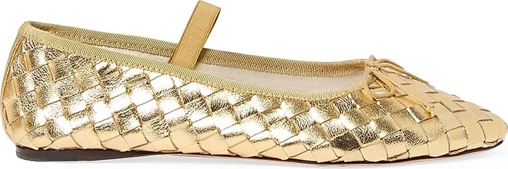 Women's Leonie Leather Ballet Flats - Gold - Size 10.5