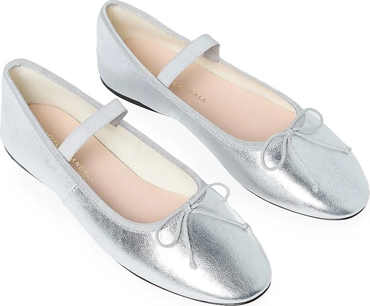 Women's Leonie Metallic Leather Ballet Flats - Silver - Size 9.5 - Image 4