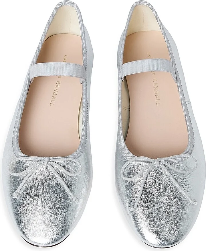 Women's Leonie Metallic Leather Ballet Flats - Silver - Size 9.5 - Image 6