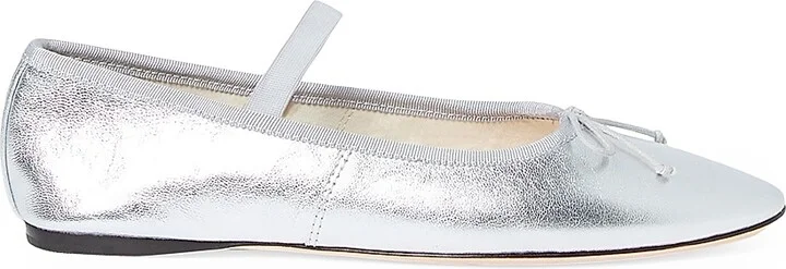 Women's Leonie Metallic Leather Ballet Flats - Silver - Size 9.5