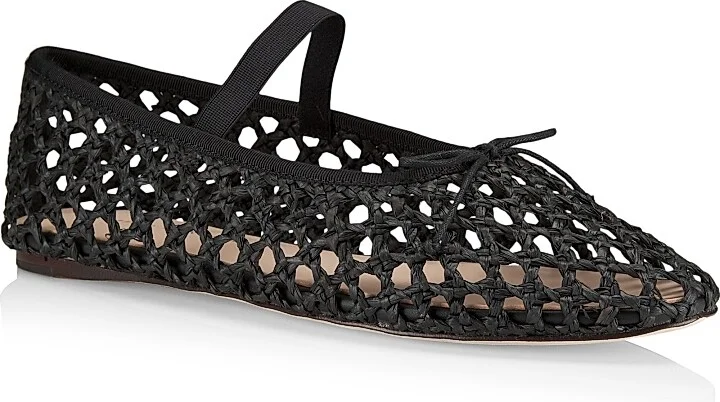 Women's Leonie Raffia Ballet Flats - Black - Size 11 - Image 2