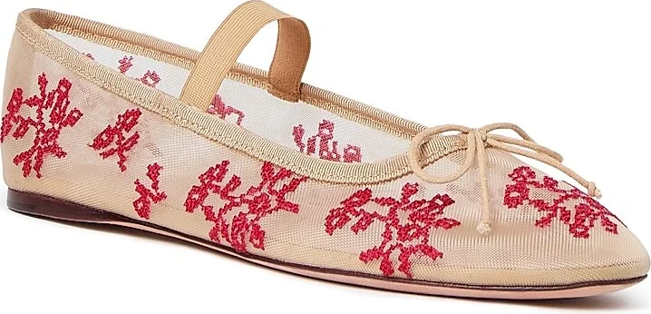 Women's Leonie Topstitched Mesh Ballet Flats - Caramel Red - Size 11 - Image 2