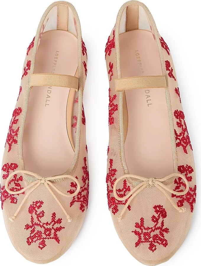 Women's Leonie Topstitched Mesh Ballet Flats - Caramel Red - Size 11 - Image 4