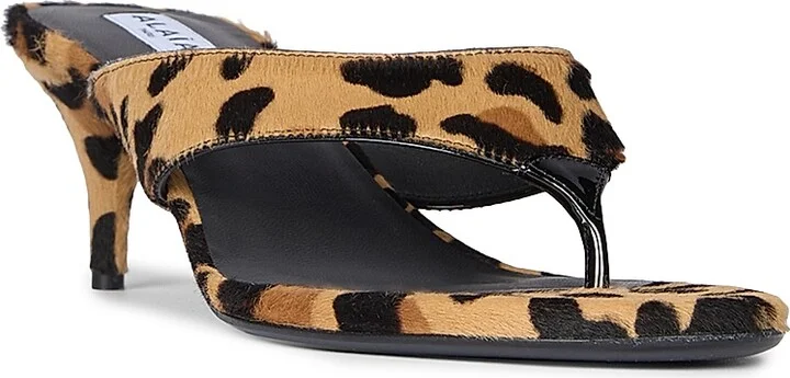 Women's Leopard-Print Calf Hair Thong Sandals - Brun Sepia - Size 6 - Image 2
