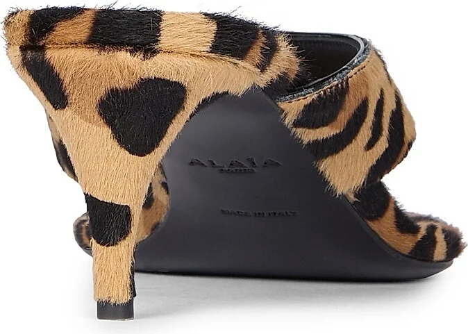 Women's Leopard-Print Calf Hair Thong Sandals - Brun Sepia - Size 6 - Image 3