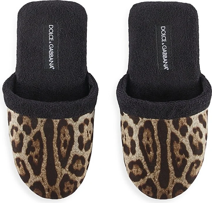 Women's Leopard Slippers - Black Multi - Size 5 - Image 4
