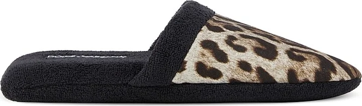 Women's Leopard Slippers - Black Multi - Size 5