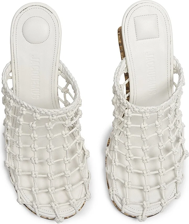 Women's Les Doubles Tresses 100MM Leather Mules - Off White Beige - Size 5 - Image 4