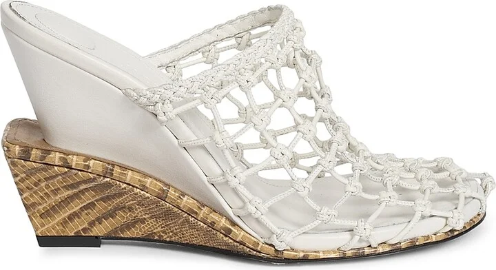 Women's Les Doubles Tresses 100MM Leather Mules - Off White Beige - Size 5