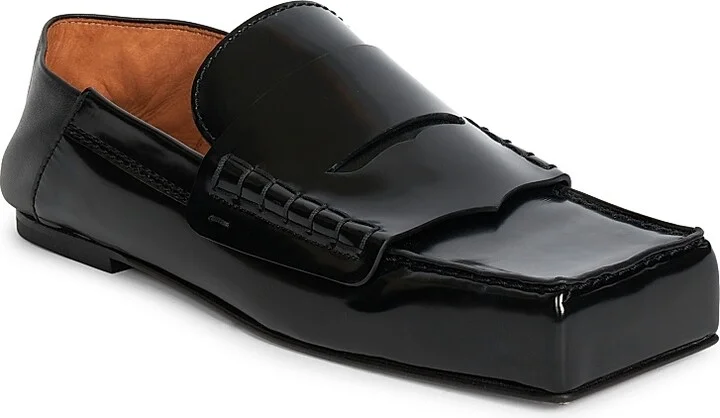 Women's Les Mocassins Carre Leather Loafers - Black - Size 5 - Image 2