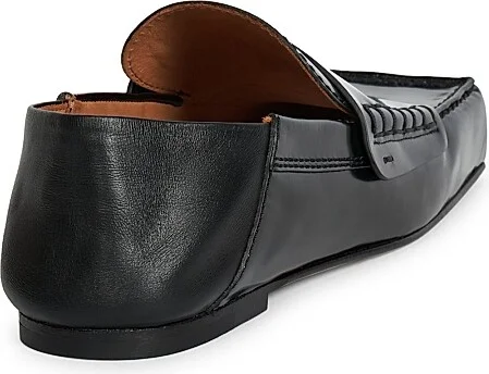 Women's Les Mocassins Carre Leather Loafers - Black - Size 5 - Image 3