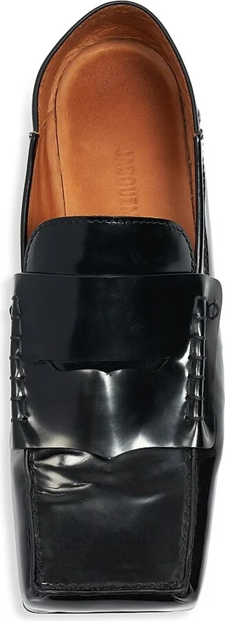 Women's Les Mocassins Carre Leather Loafers - Black - Size 5 - Image 5