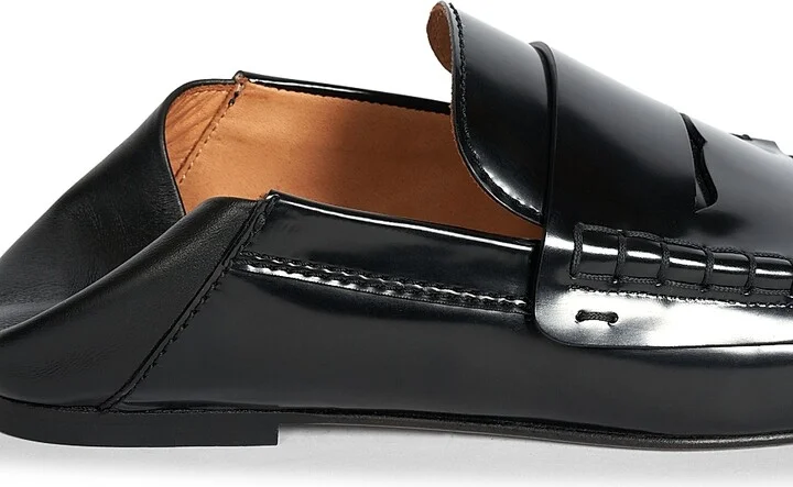 Women's Les Mocassins Carre Leather Loafers - Black - Size 5 - Image 6